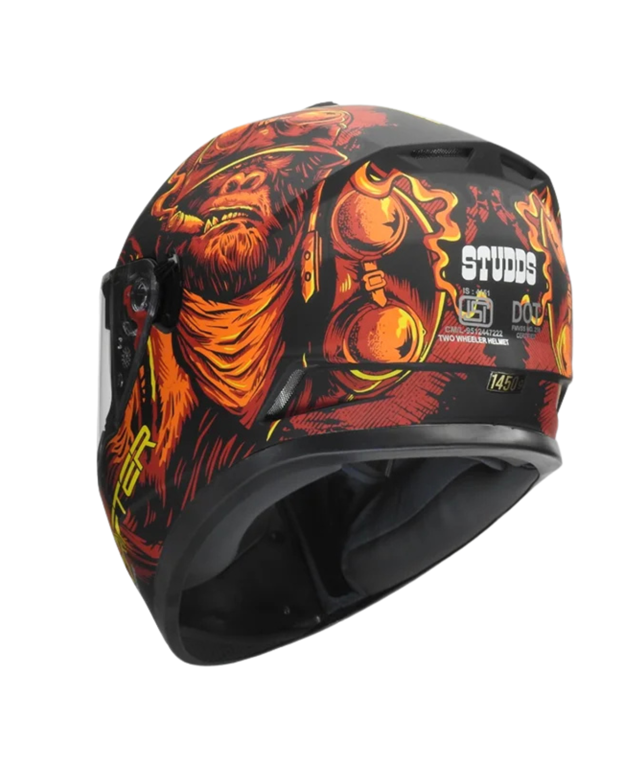 Studds Drifter D3 Rampage Decor Graphics Helmet - Matt Black Red Orange N10