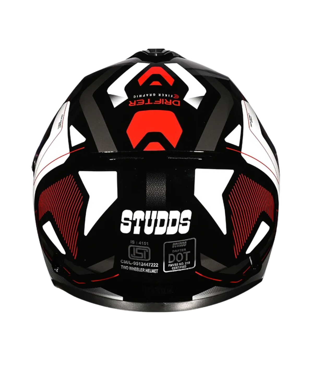 Studds Drifter D5 Fiker Decor Graphics Helmet - Gloss Black Red N2 - Studds