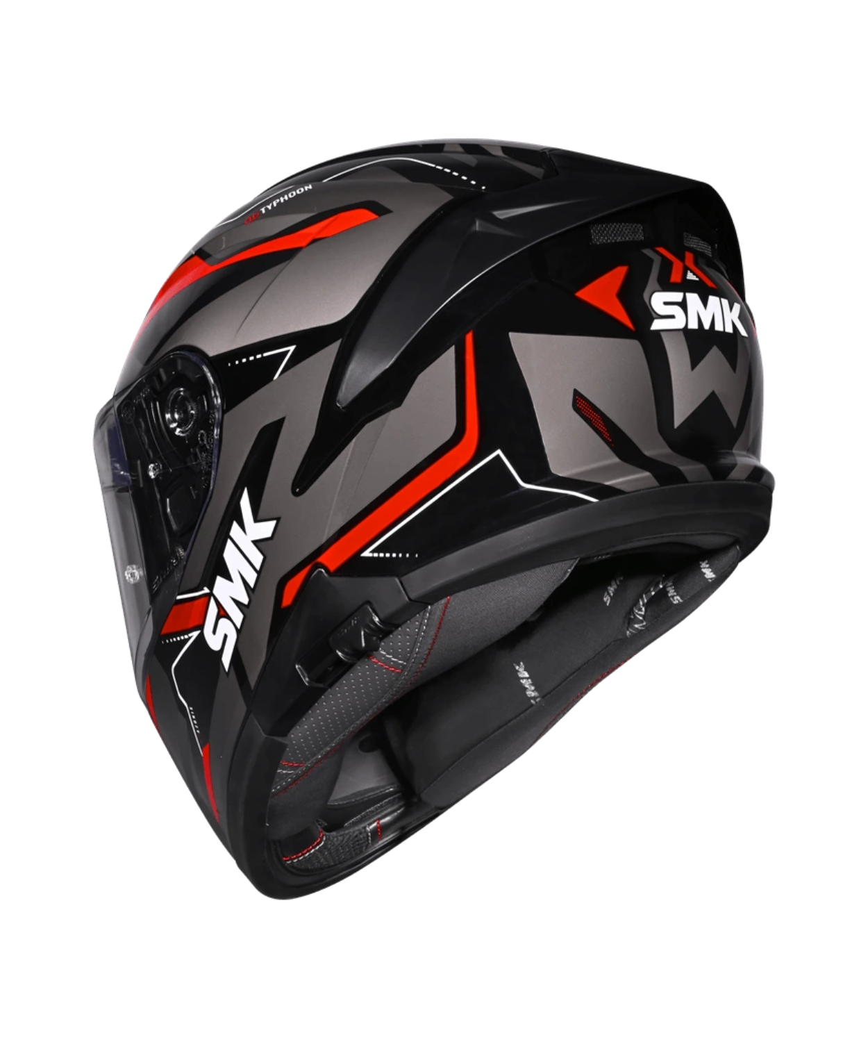 SMK Typhoon Azonix GRPS MA263 Full Face Helmet - Matt Black Grey Red
