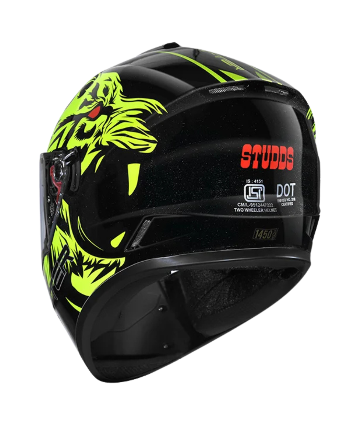 Studds Drifter D2 Leopard Decor Graphics Helmet - Gloss Black Yellow N5 - Studds