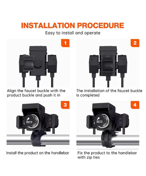 Fahren Motorcycle Triple Socket Charger - T1 Pro