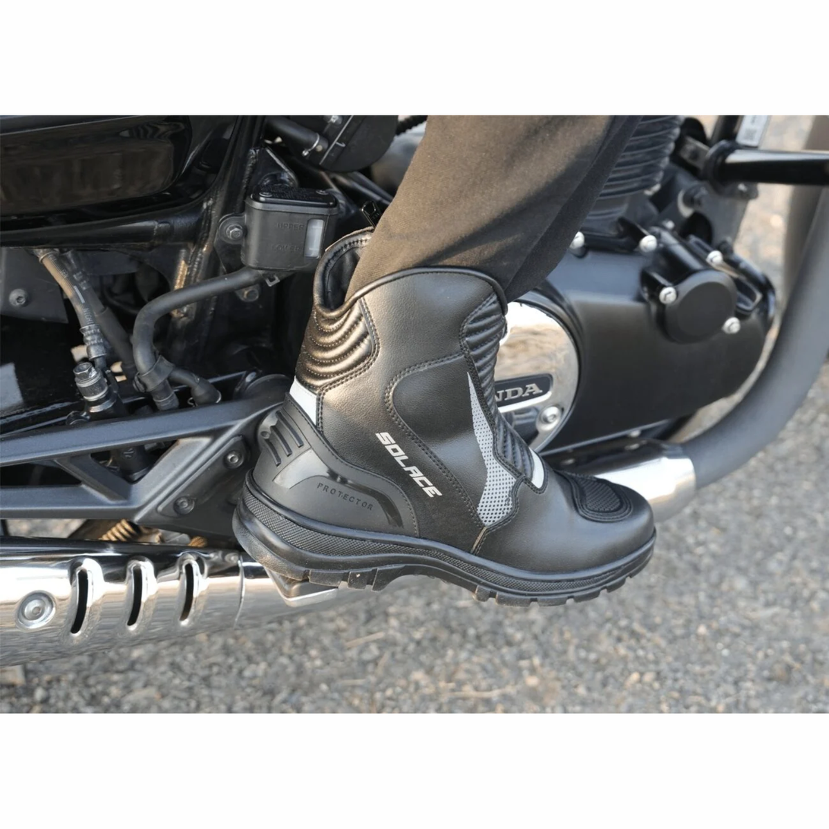 Solace Scout Motorcycle Boots - Black Grey - Solace