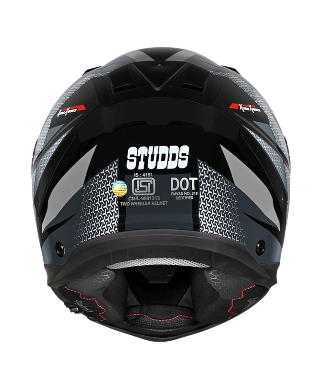 Studds Helios D2 Circuit Decor Graphics Helmet - Gloss Black Grey N4