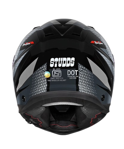 Studds Helios D2 Circuit Decor Graphics Helmet - Gloss Black Grey N4