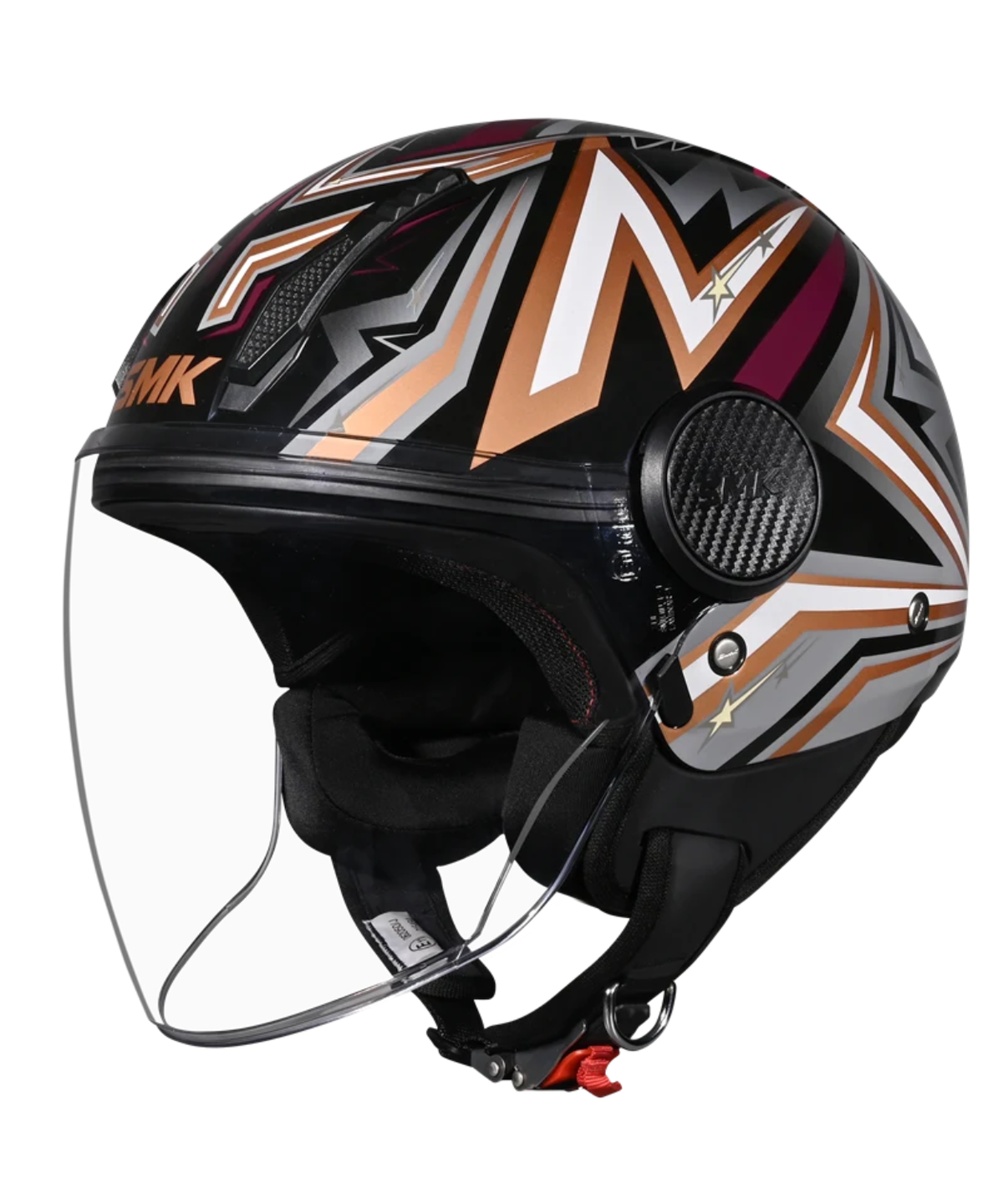 SMK Laminar Starz GL276 Half Face Helmet - Gloss Black Brown - SMK