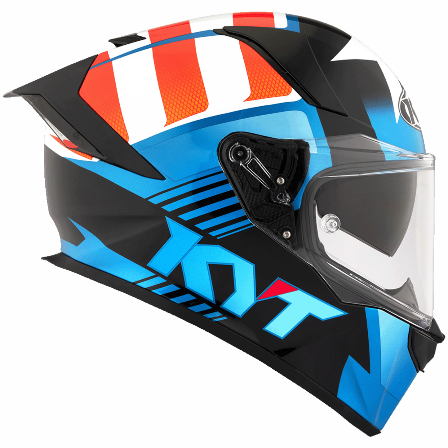 KYT R2R Pro Straight Helmet - Gloss Blue Orange White