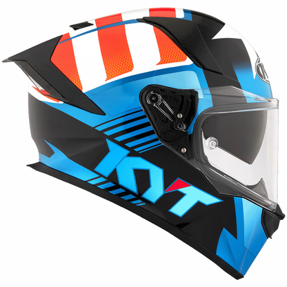 KYT R2R Pro Straight Helmet - Gloss Blue Orange White