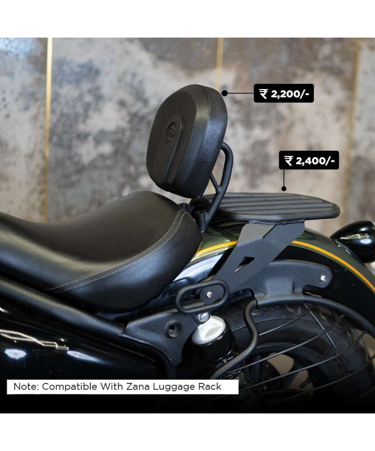 Zana Royal Enfield Super Meteor 650 Backrest MS Compatible with Luggage Rack - ZI-8296 - Zana