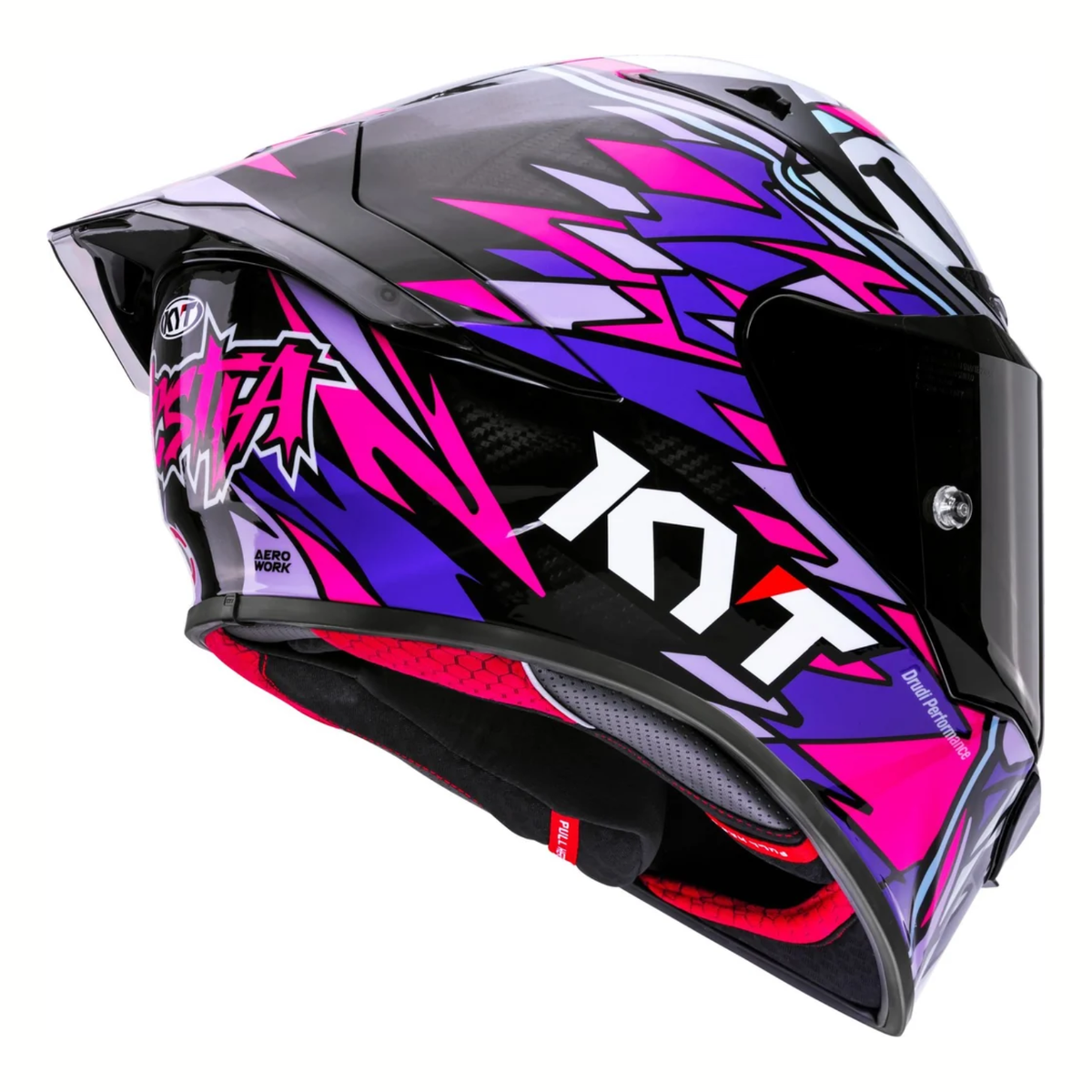 KYT R1R Enea Bastianini Replica 2023 Carbon Fiber Helmet - Gloss Black Pink - KYT Helmets