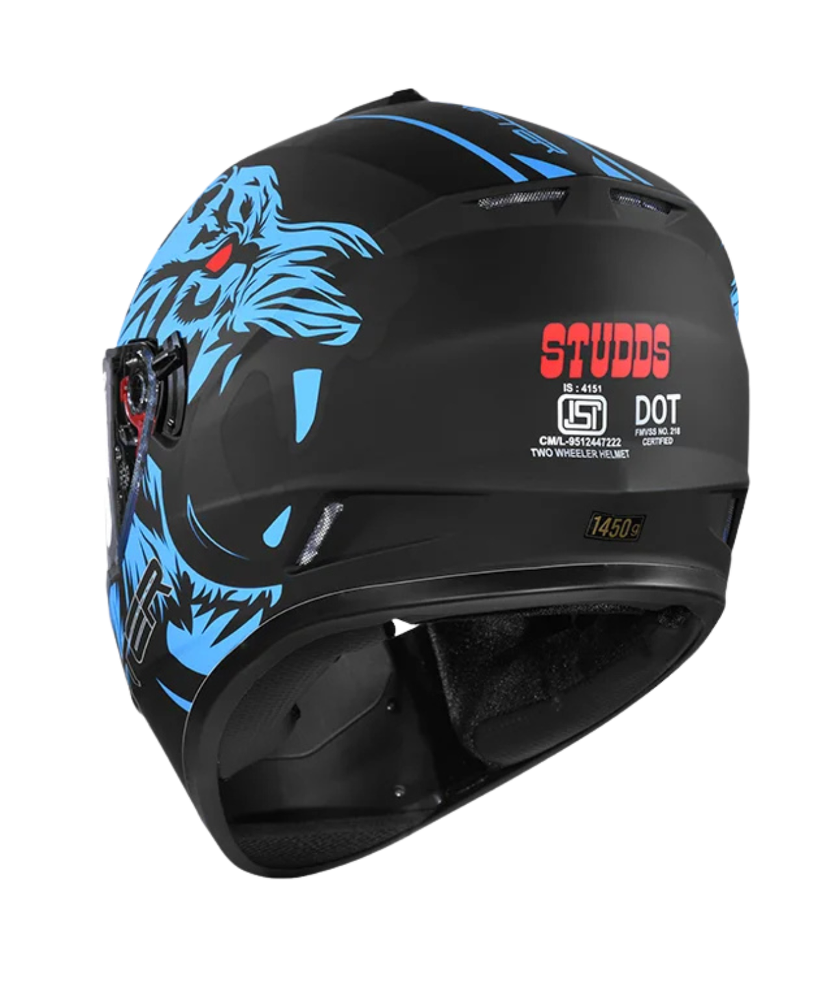 Studds Drifter D2 Leopard Decor Graphics Helmet - Matt Black Blue N1 - Studds