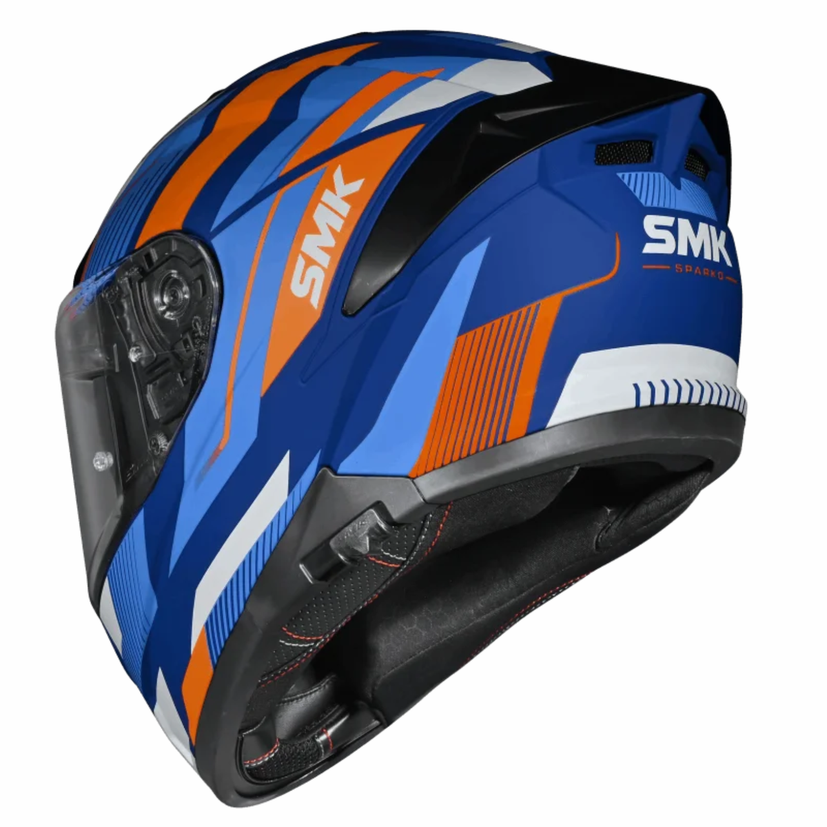 SMK Typhoon Sparko GRPS GL557 Ful Face Helmet - Gloss Blue Orange White - SMK
