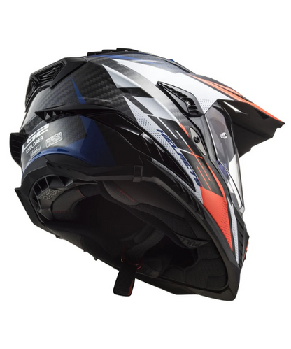 LS2 MX701 C Explorer Focus Carbon Helmet - Gloss Blue White Red