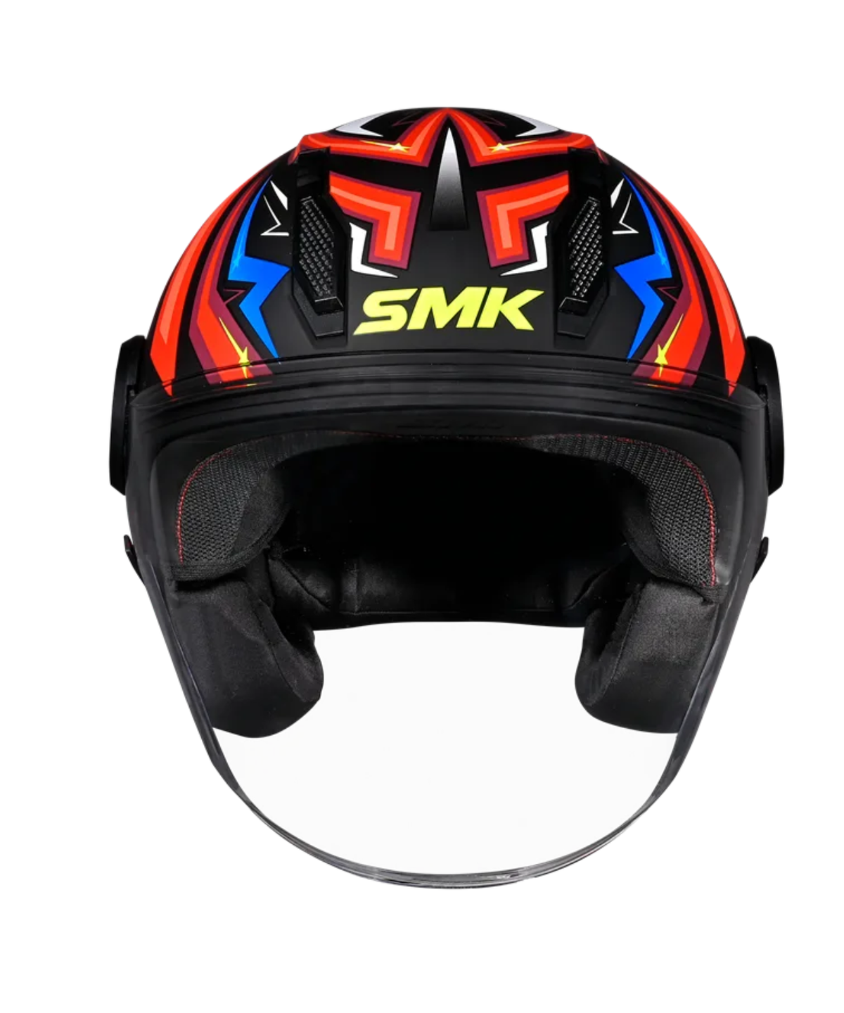 SMK Laminar Starz MA235 Half Face Helmet - Matt Black Red Blue - SMK