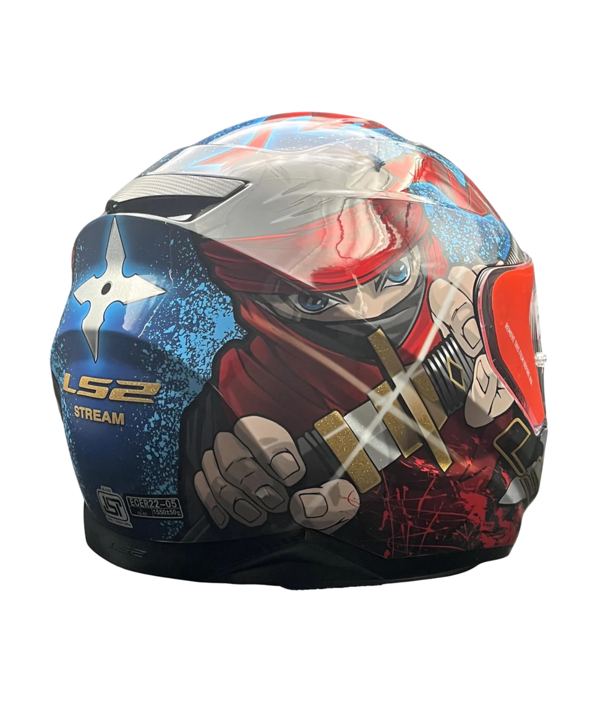 LS2 FF320 Stream Evo Ninja with D Ring Helmet - Red Blue - LS2