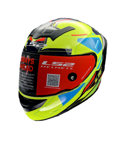 LS2 FF352 Rookie Betha Helmet - Hi Viz Yellow Navy Blue