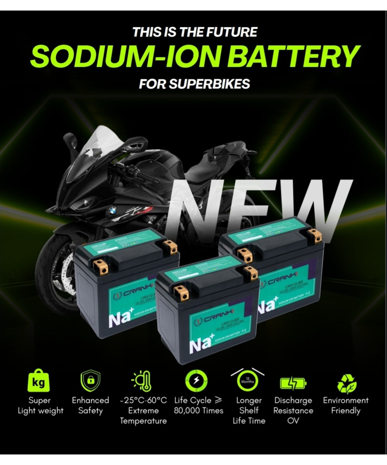 Crank1 Sodium ION Factory Activated Battery - CRX14L-BS