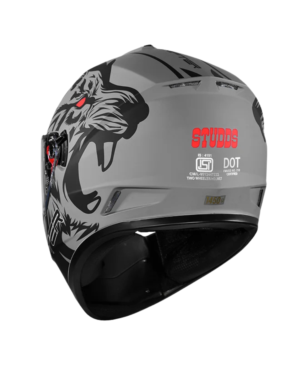 Studds Drifter D2 Leopard Decor Graphics Helmet - Matt Grey Black N9
