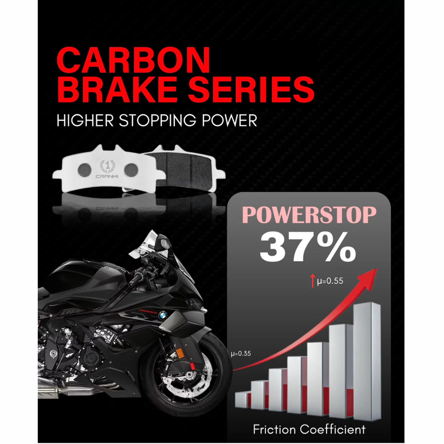 Crank1 Carbon Brake Pads for Husqvarna Svartpilen 250 (2024 Onwards)