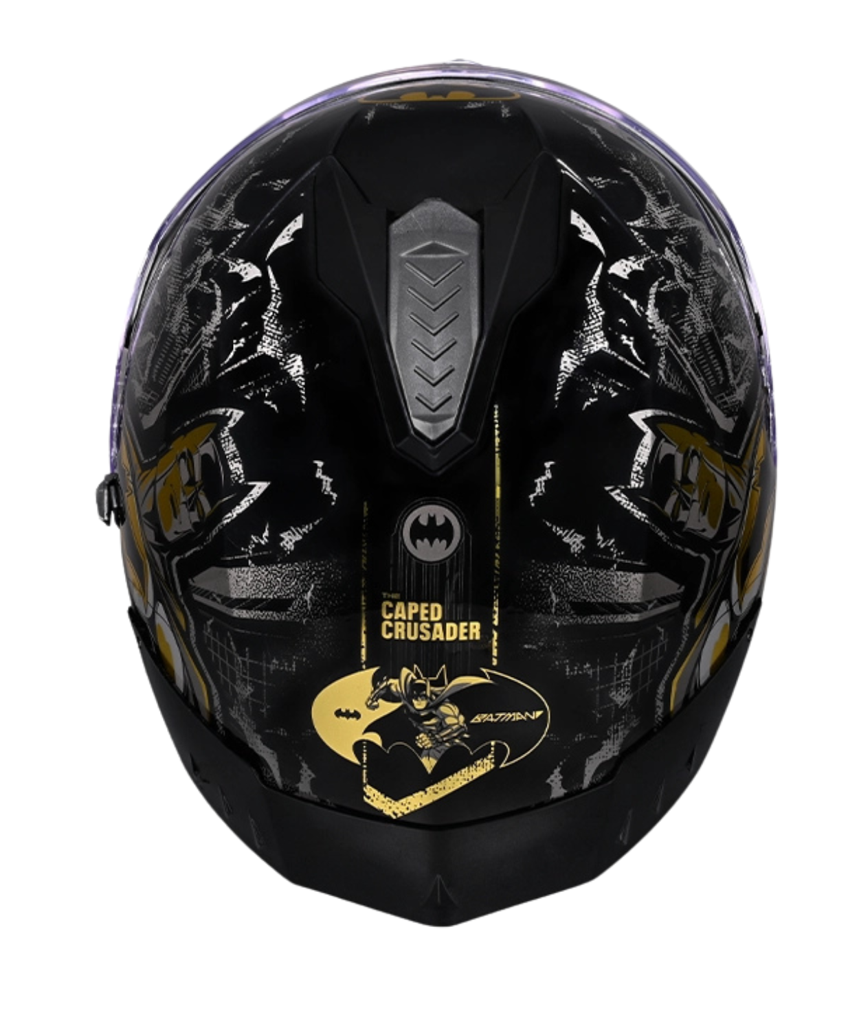 Studds Drifter Batman Edition Graphics Metallic Foil Helmet - Gloss Black Gold Grey N4