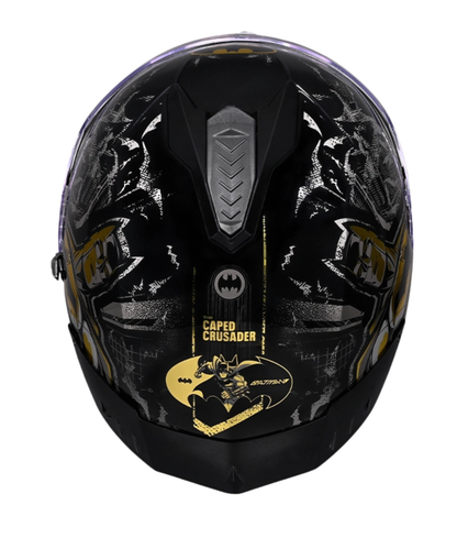 Studds Drifter Batman Edition Graphics Metallic Foil Helmet - Gloss Black Gold Grey N4