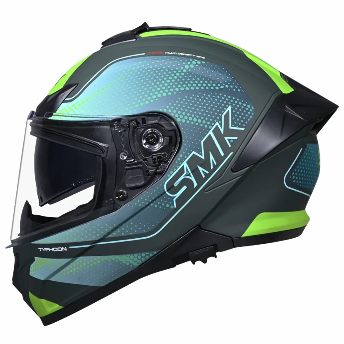 SMK Typhoon Mystic GRPS GL884 Full Face Helmet - Gloss Blue Green - SMK