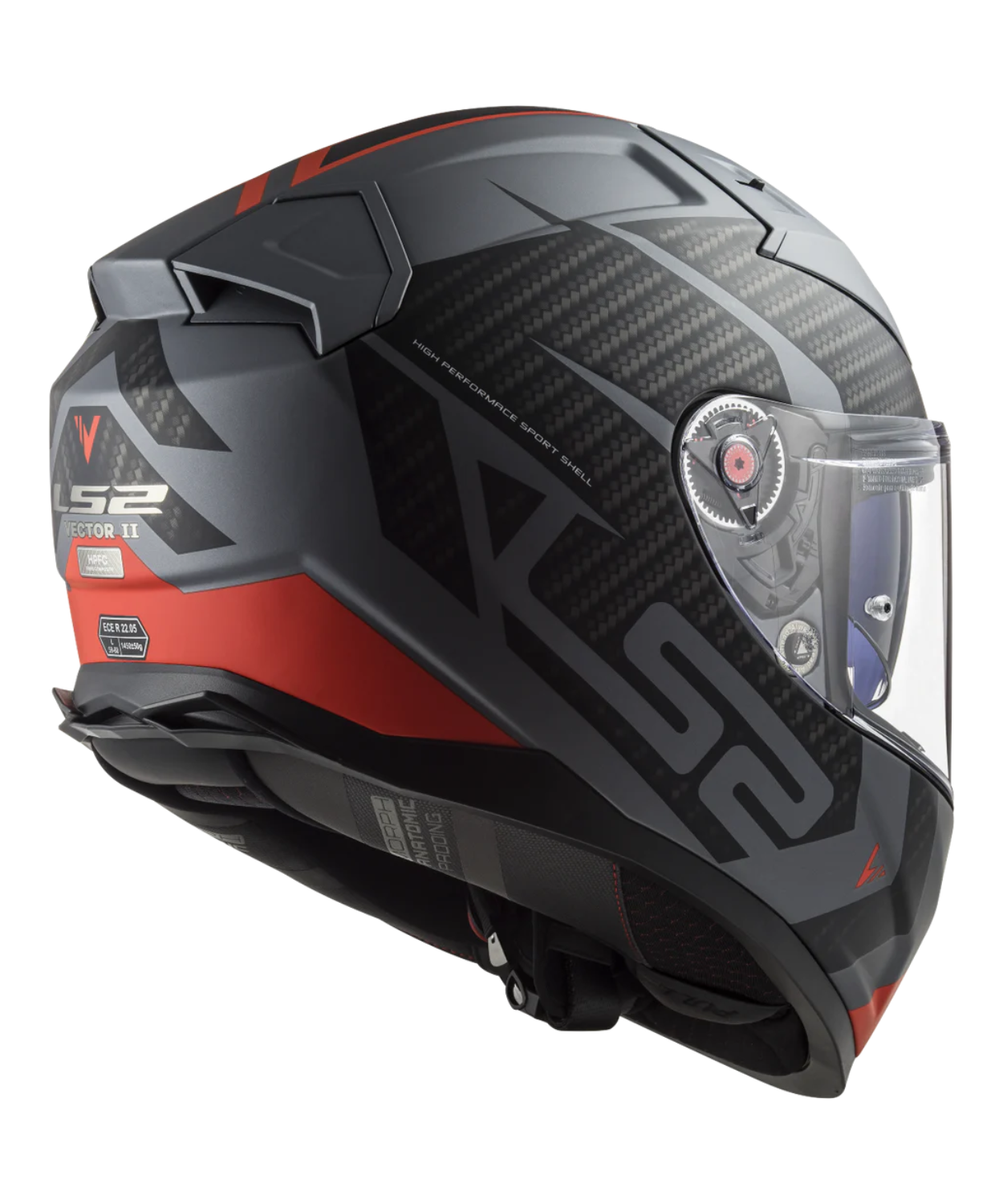 LS2 FF811 Vector II Splitter Matt Titanium Helmet - Red