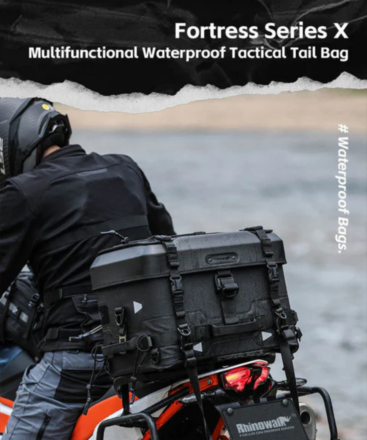 Rhinowalk Fortress Series X Tactical Tail Bag - Cooler Version Set B Soft Top Box - Black Grey - MFT2302 - Rhinowalk