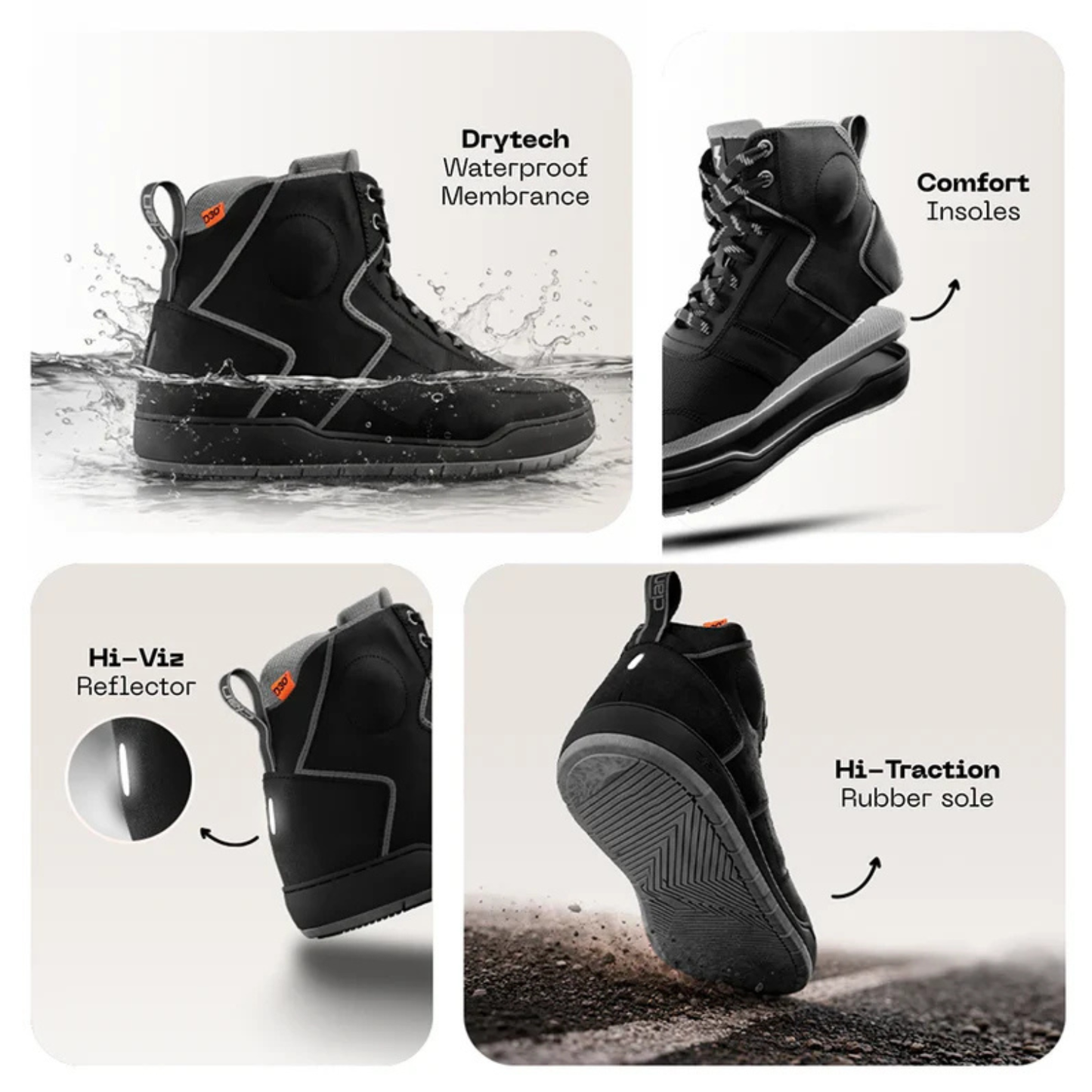 Clan Stealth with D3O Protectors Waterproof Riding Boot - Grey