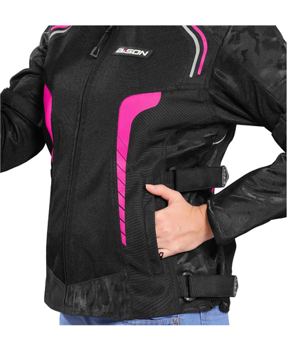 Bison ProGear Phoenix Women Riding Jacket - Hi-Viz Pink