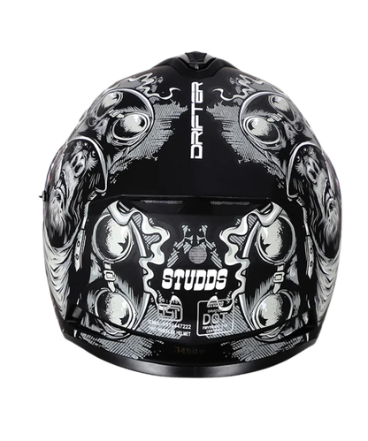 Studds Drifter D3 Rampage Decor Graphics Helmet - Matt Black Grey N4