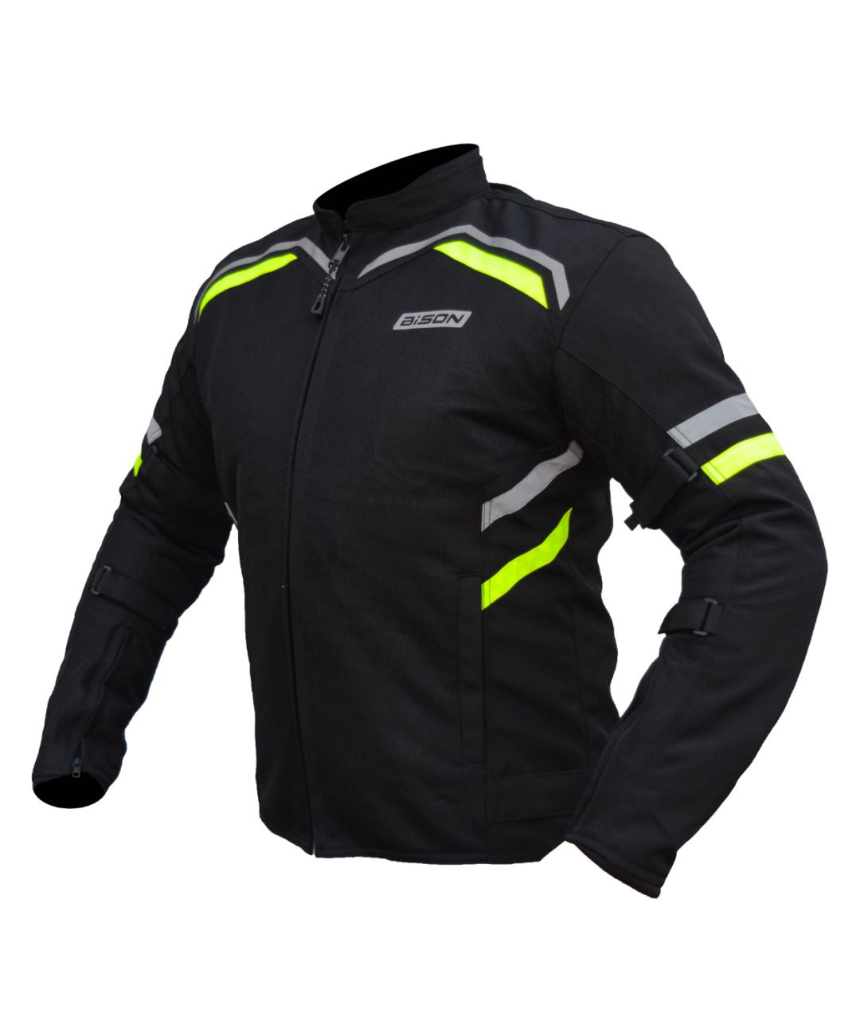 Bison ProGear Raptor V.2 Riding Jacket - Black Hiviz Green