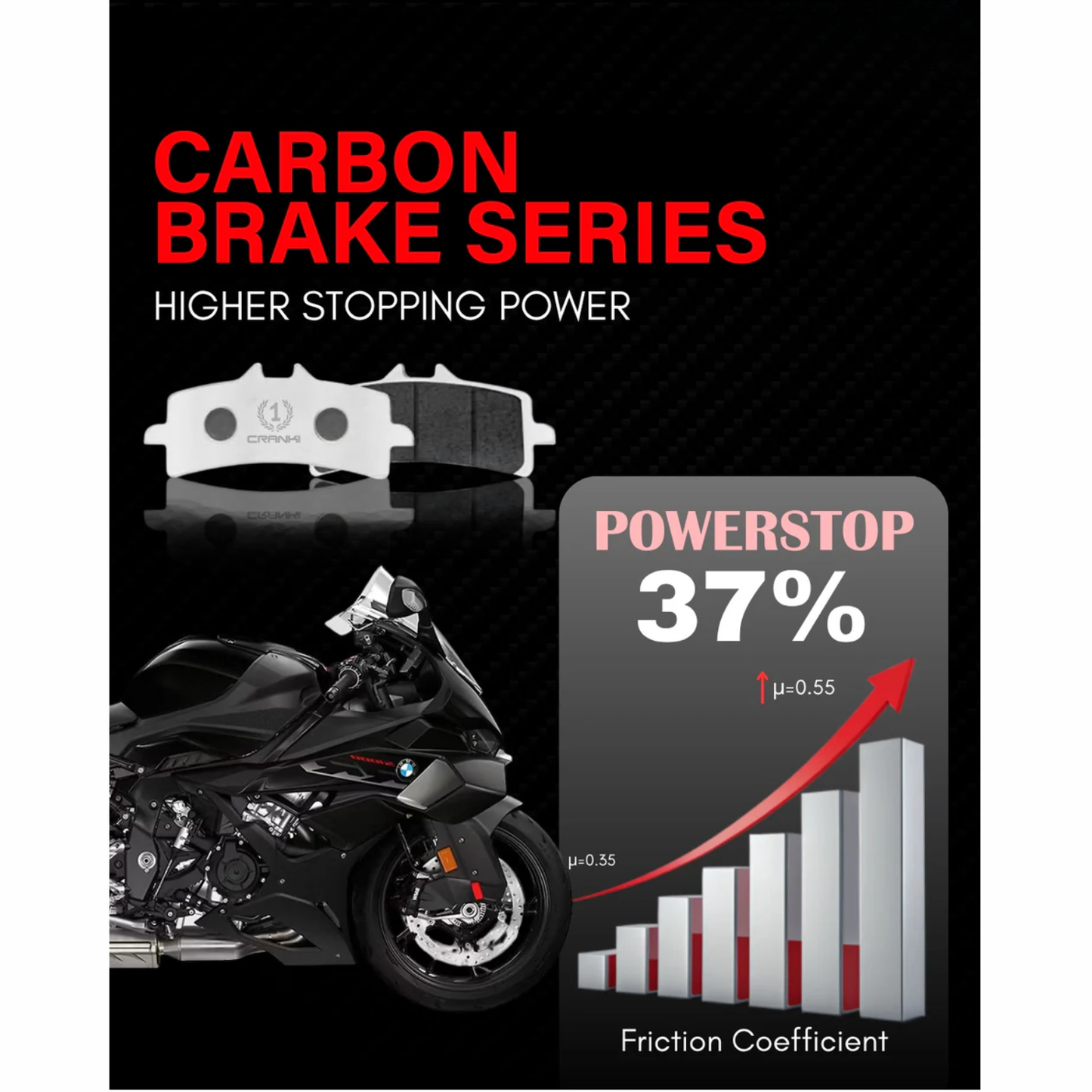 Crank1 Carbon Brake Pads for BMW S1000 RR (2022-2026)