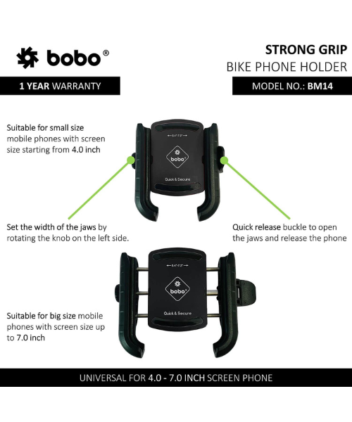 BOBO BM14 Quick Release Enhanced BM4 Bike Cycle Phone Holder Motorcycle Mobile Mount Blue
