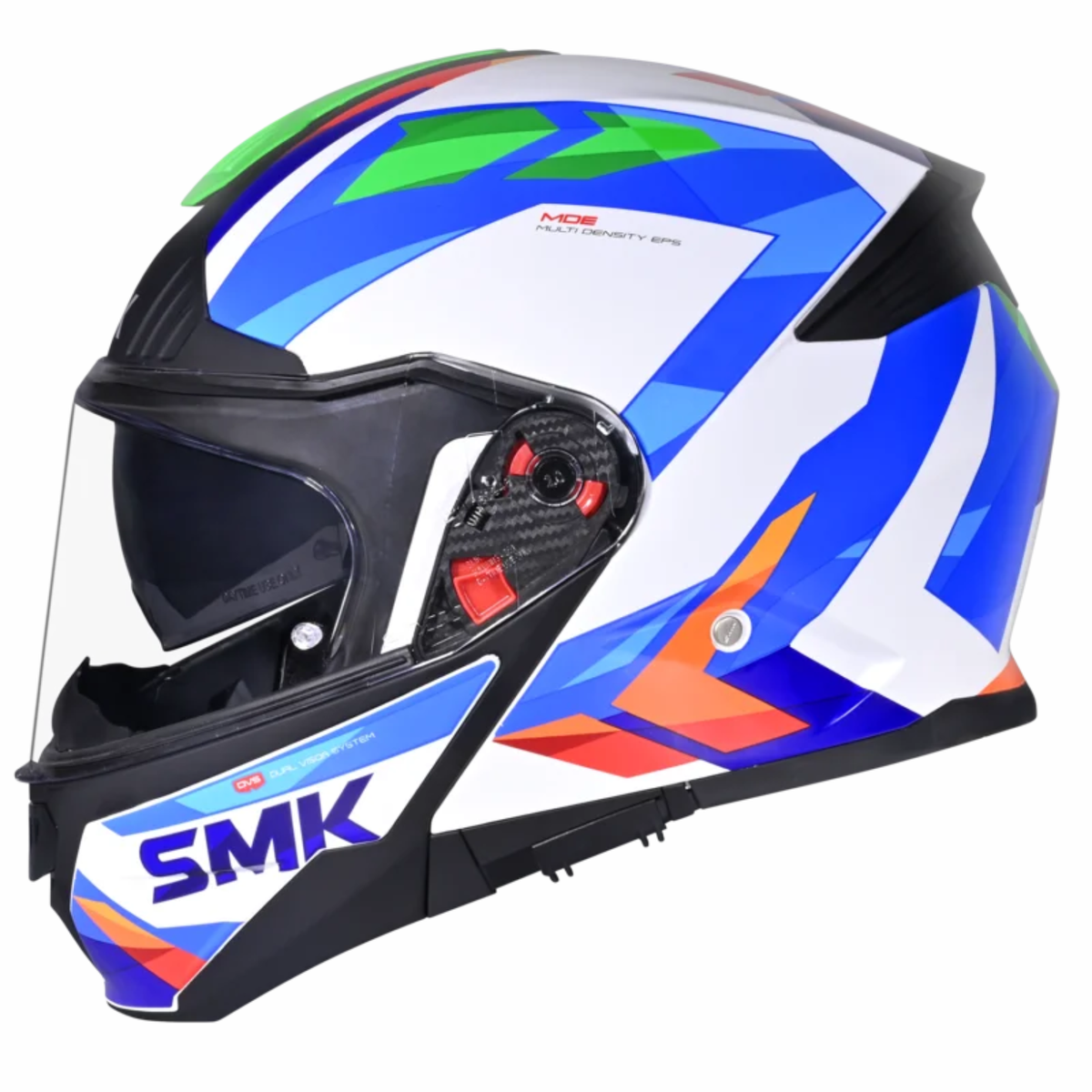 SMK Gullwing Charger GL158 Flip Up Helmet - Gloss Black White Blue - SMK