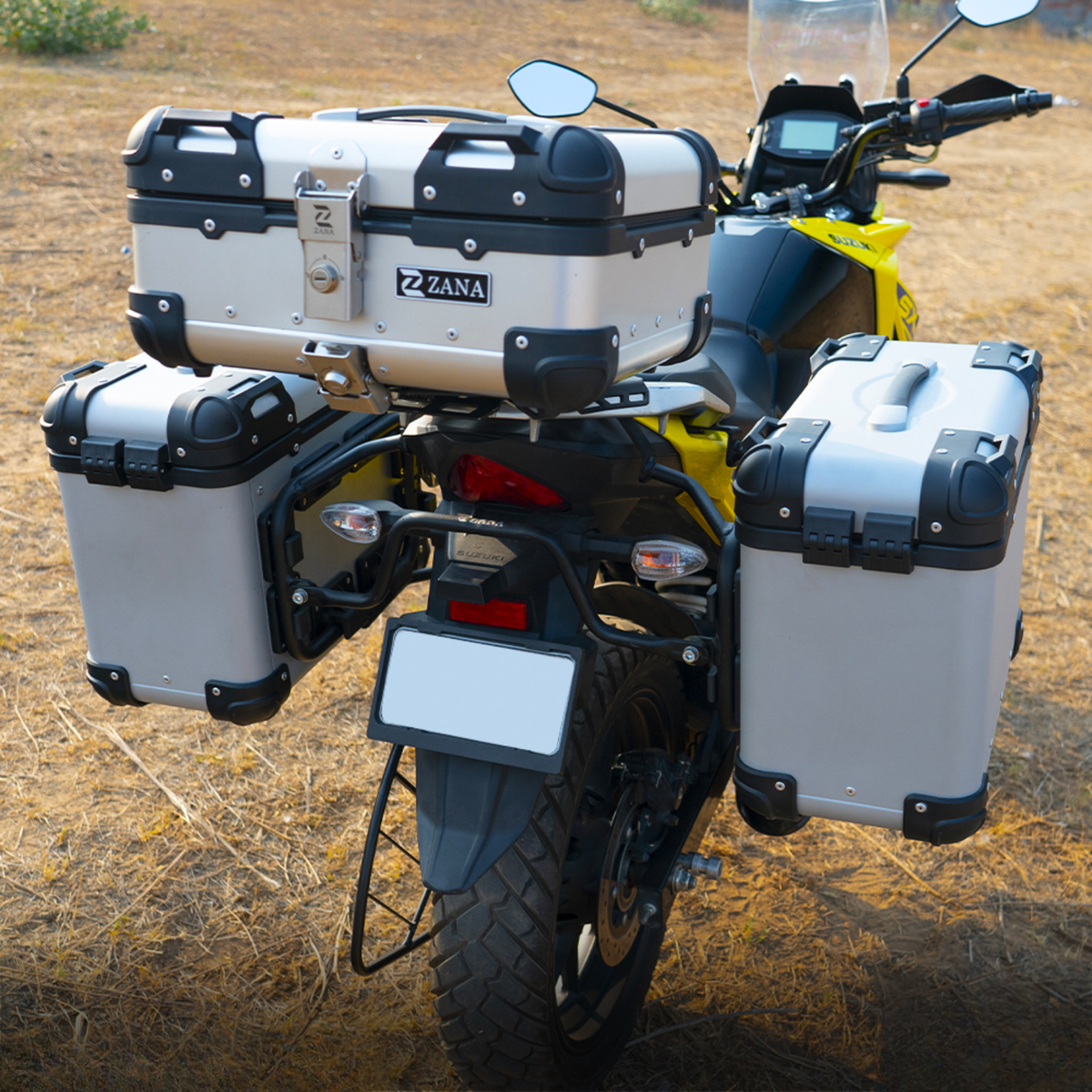 Zana Royal Enfield Himalayan 450 Aluminium R-Flat Pannier 36L with Saddle Stay Frame - Silver - ZI-8439-RS - Zana