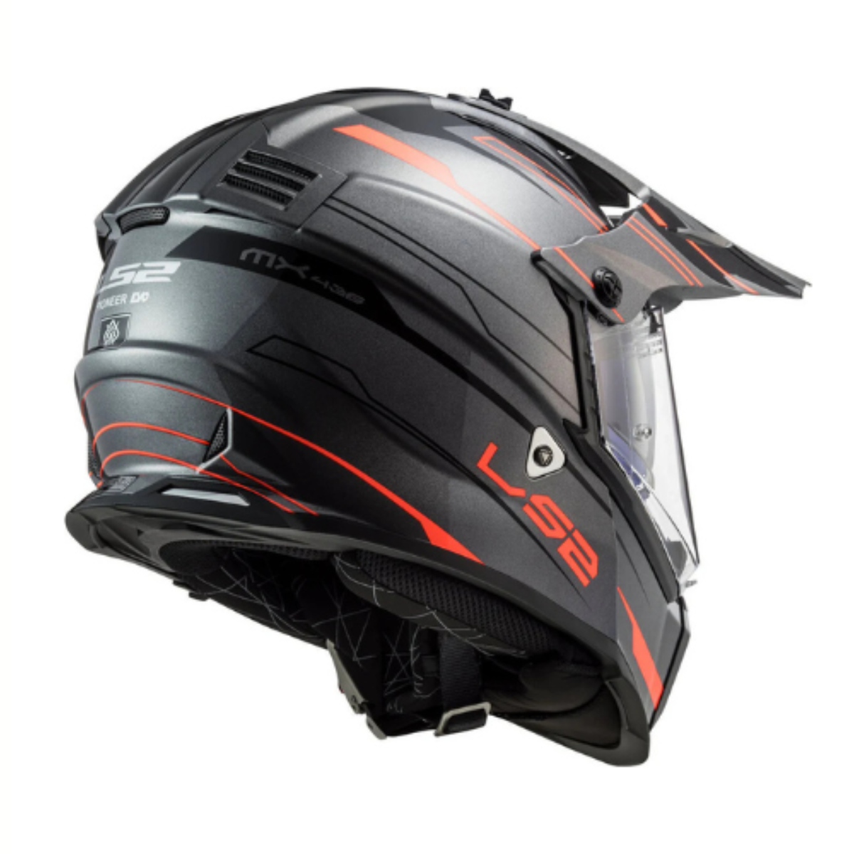 LS2 MX436 Pioneer Evo Dual Sport Helmet - Gloss Knight Titanium Orange - XL (Open Box)