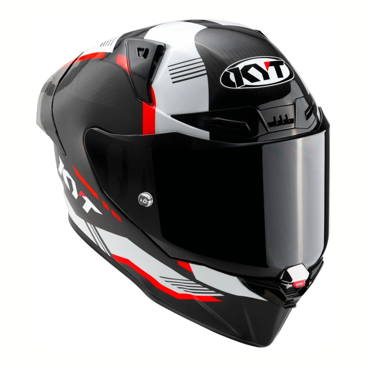 KYT R1R Zone Carbon Fiber Helmet - Gloss Black Red - KYT Helmets