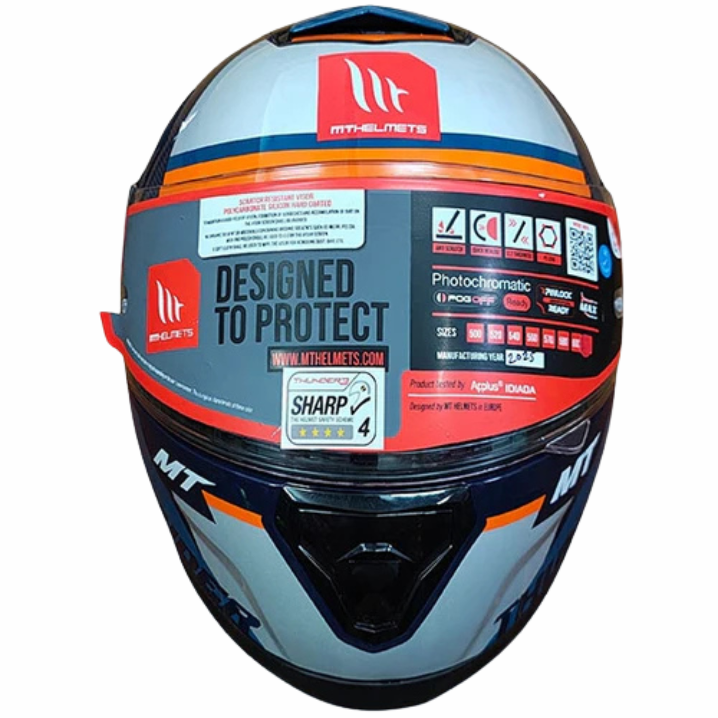 MT Thunder 3 SV Pro Arual C7 Helmet - Gloss Grey Blue Orange