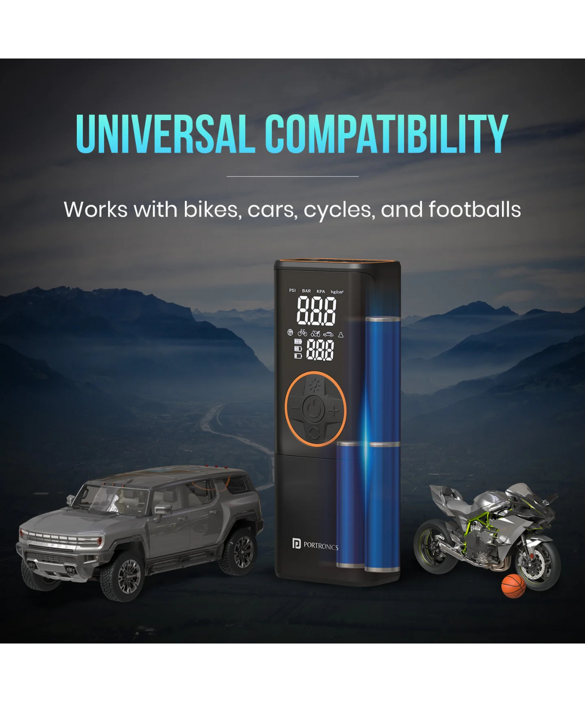 Portronics Vayu 4.0 Portable Tyre Inflator - Portronics