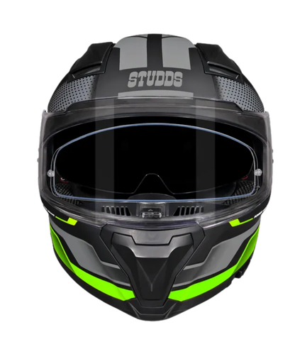 Studds Helios D1 Asphalt Decor Graphics Helmet - Matt Black Green N3