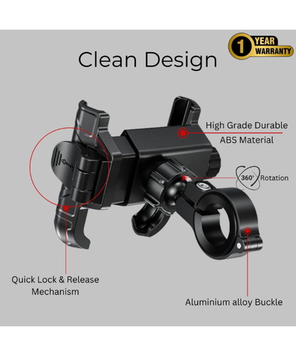 Yellowfin Quick Release Jaw Grip Mobile Phone Mount Holder with 360¬? Rotation for Handlebar - BKW-1