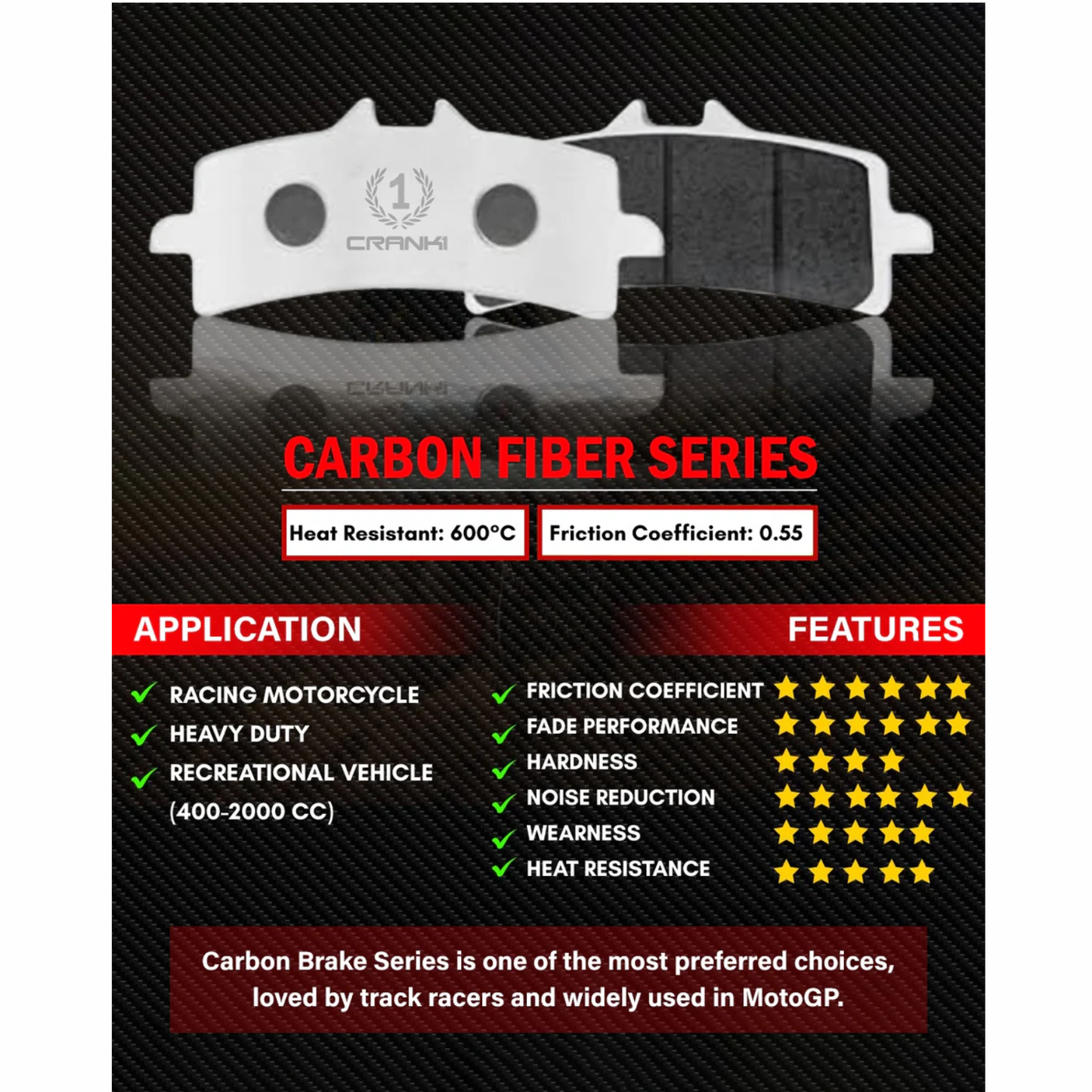 Crank1 Ducati Monster 795 (2012-2016) Carbon Brake Pads