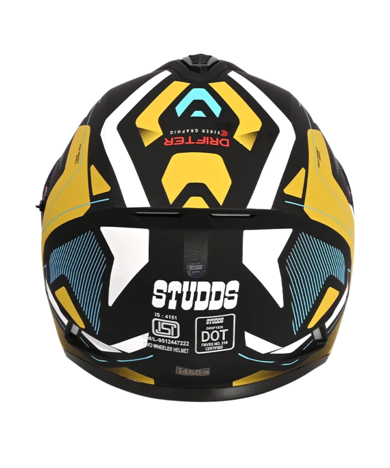 Studds Drifter D5 Fiker Decor Graphics Helmet - Matt Black Golden N12