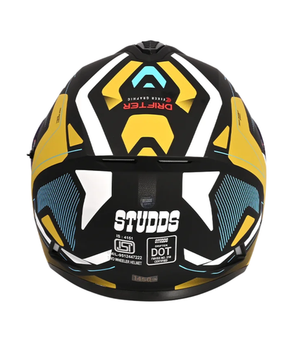 Studds Drifter D5 Fiker Decor Graphics Helmet - Matt Black Golden N12