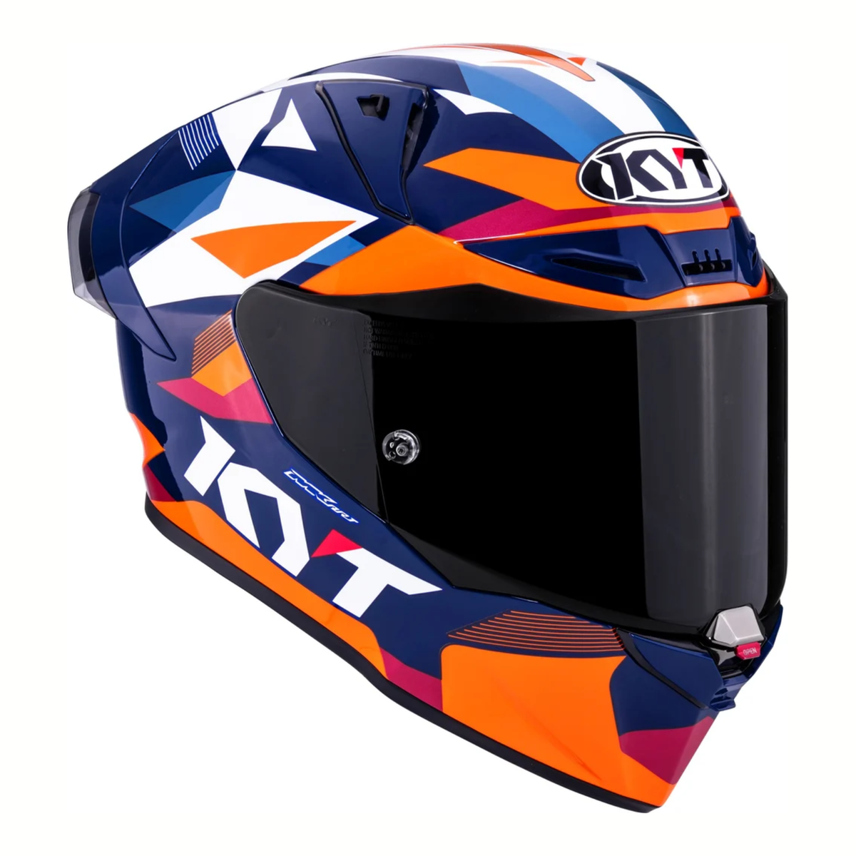 KYT R1R Diamond Carbon Fiber Helmet - Gloss Blue Orange - KYT Helmets