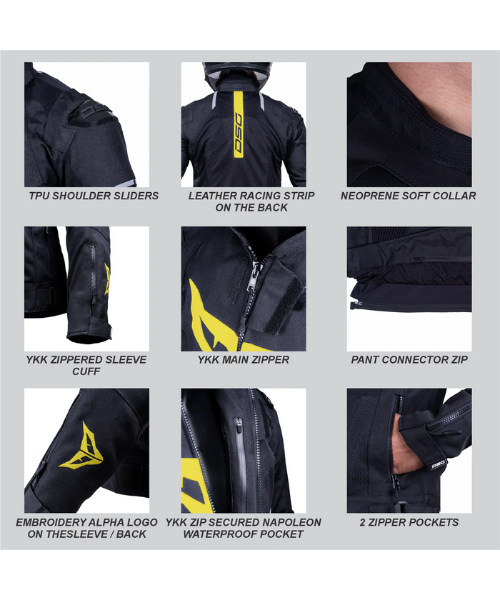 DSG GP X Riding Jacket - Black Yellow Fluo