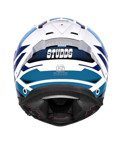 Studds Helios D1 Asphalt Decor Graphics Helmet - Gloss White Blue N1