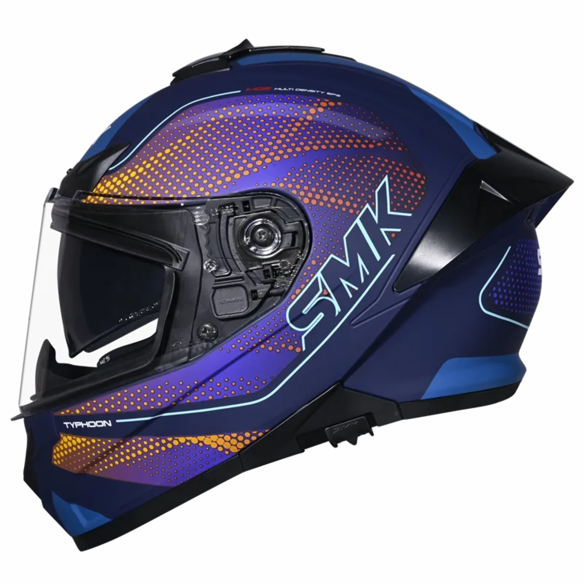 SMK Typhoon Mystic GRPS GL554 Full Face Helmet - Gloss Blue Orange - SMK