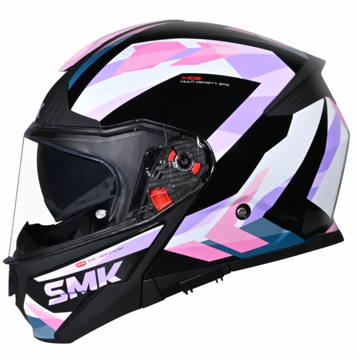 SMK Gullwing Charger GL219 Flip Up Helmet - Gloss Black Pink White - SMK