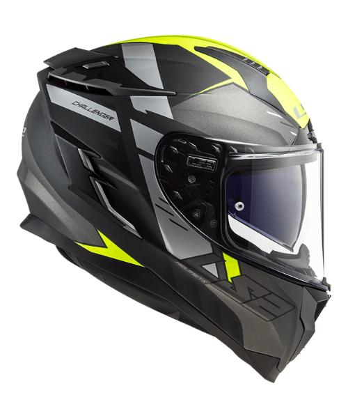 LS2 FF327 Challenger Allert Matt Titanium Hi-Viz Helmet - Yellow